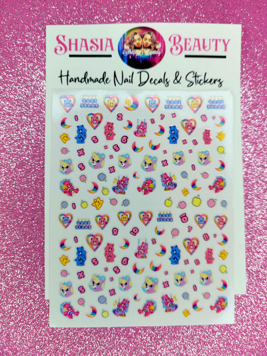Pastel Care Bear Nail Stickers