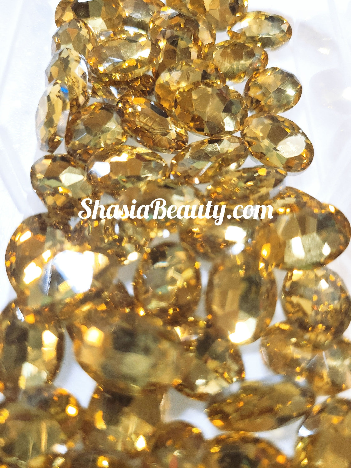 Gold  XL 3D Oval Glass Rhinestones |Big Nail  Bling