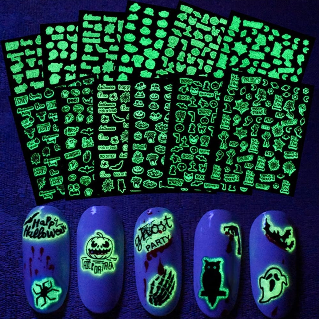 Glow in the Dark Halloween Nail Stickers