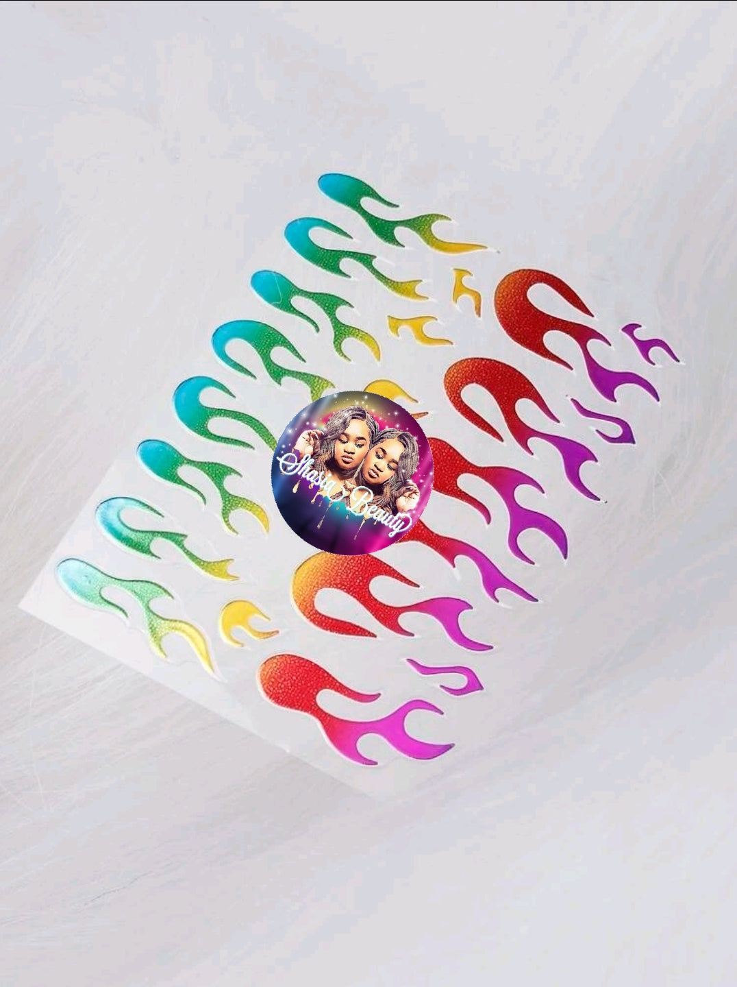 Rainbow Metallic Flame Nail Stickers