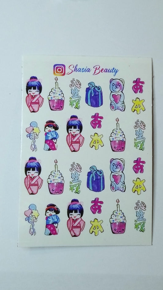 Anime Oriental Nail Sticker or Decal