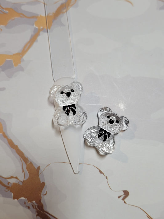 Clear Teddy Bear Nail Charms