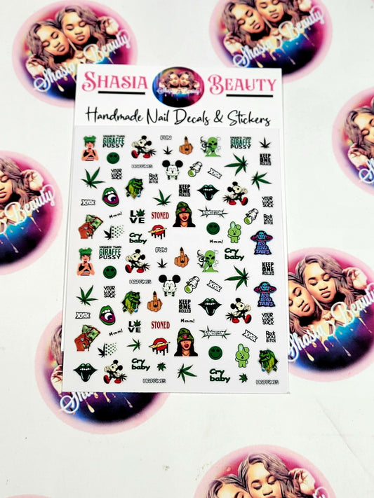 420 Stoner Girl Mix Nail Stickers