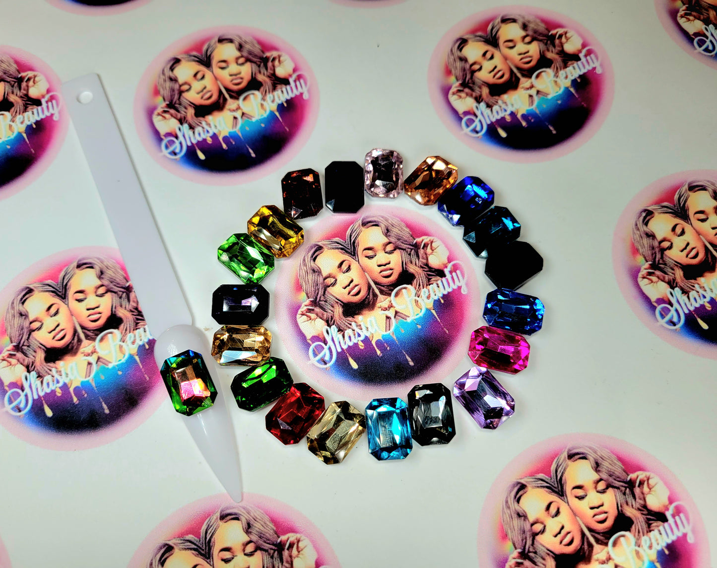 Mixed Large Square Glass Rhinestones |Big Nail  Bling