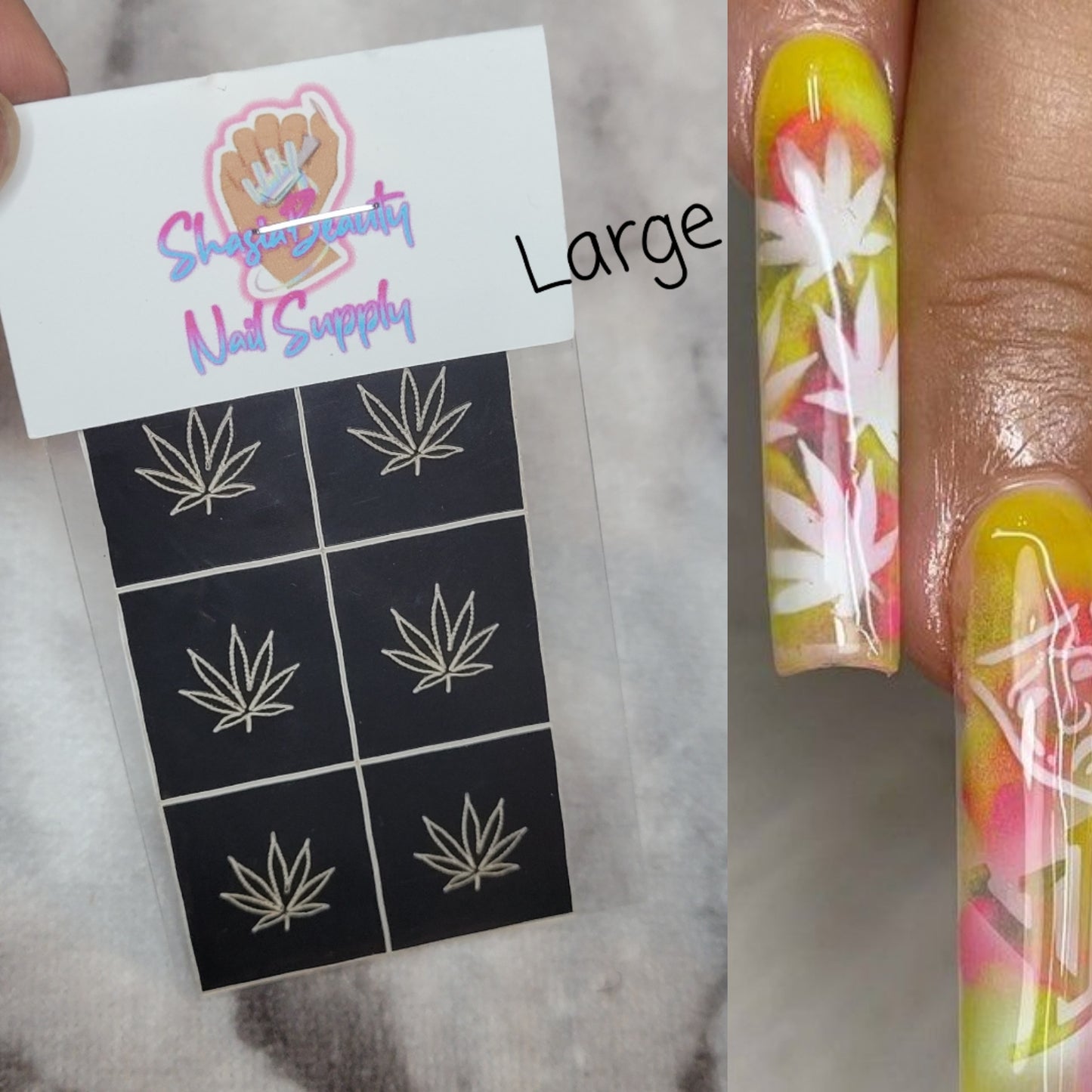 420 Leaf Nail Stencil