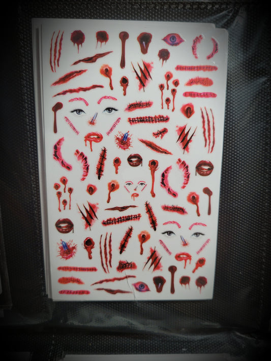 Bloody Face & Scratch  Halloween  Nail Sticker