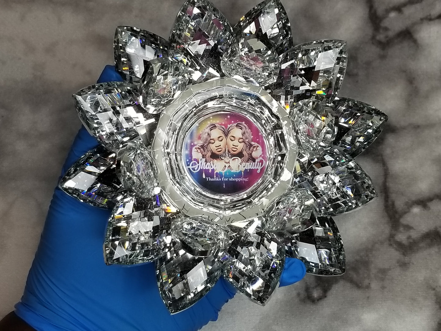 Clear Crystal Lotus Nail Dappen Dish