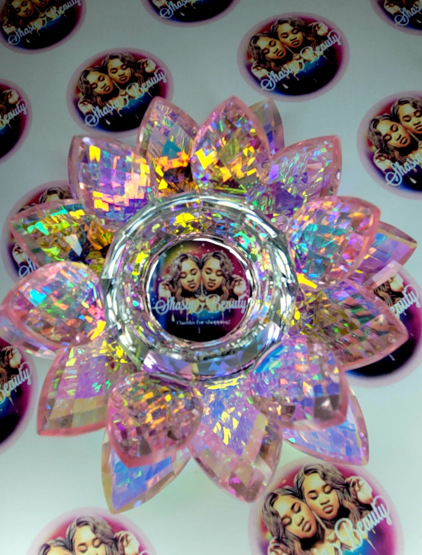 Pink AB Crystal Lotus Nail Dappen Dish