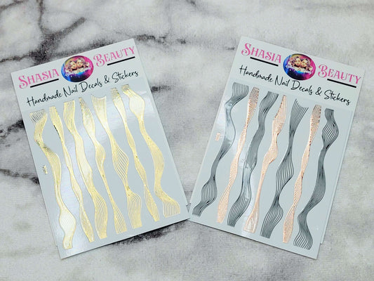 Metallic Waves Nail Stickers