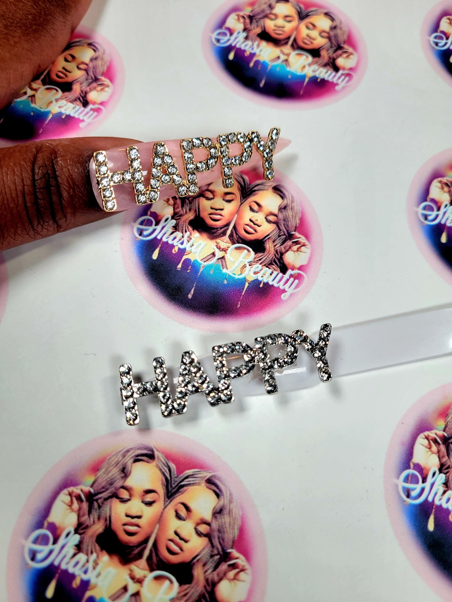 Happy Bling Word Nail Charm