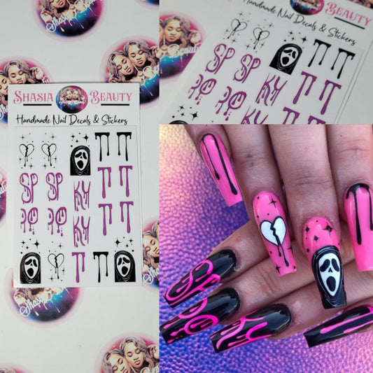 Spooky Scream Love Halloween Nail Stickers