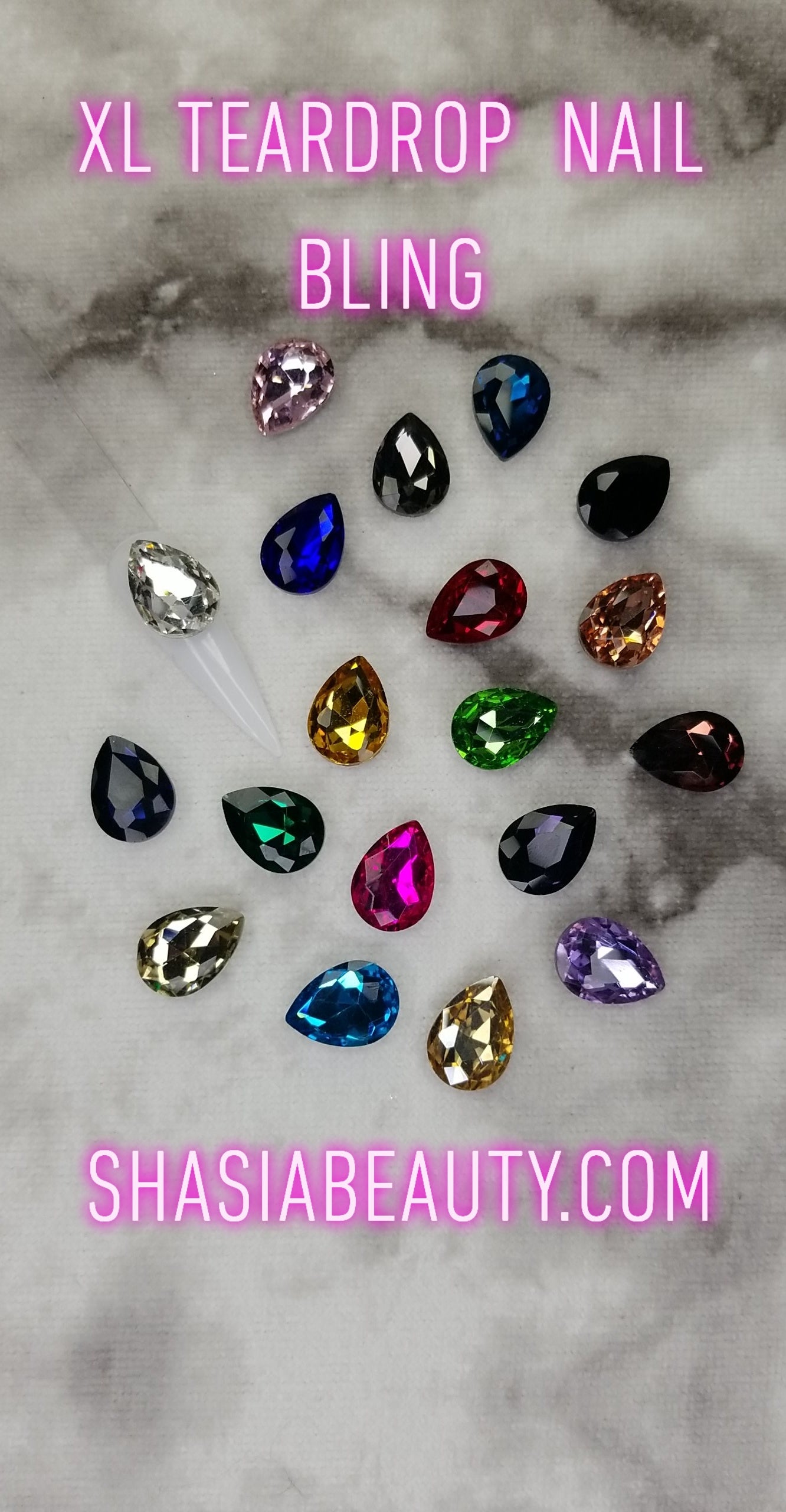XL 3D Teardrop Glass Rhinestones/ Big Bling
