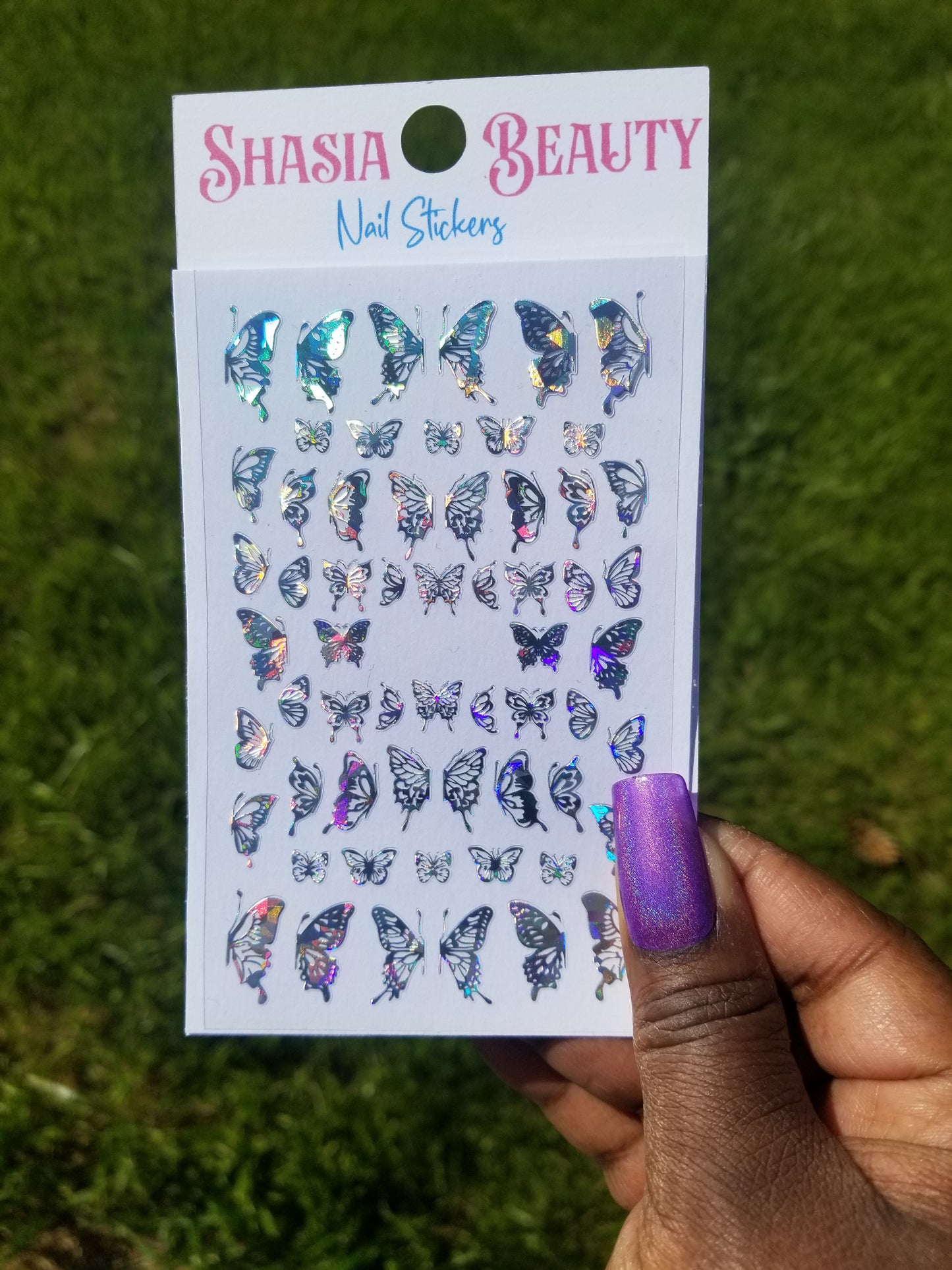 Silver Holographic Butterfly Nail Stickers