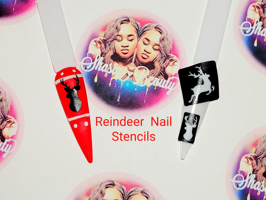 Reindeer Xmas Nail Stencils 8pc