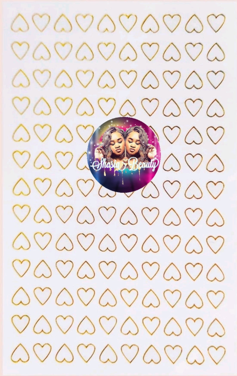 Gold Heart Nail Stickers
