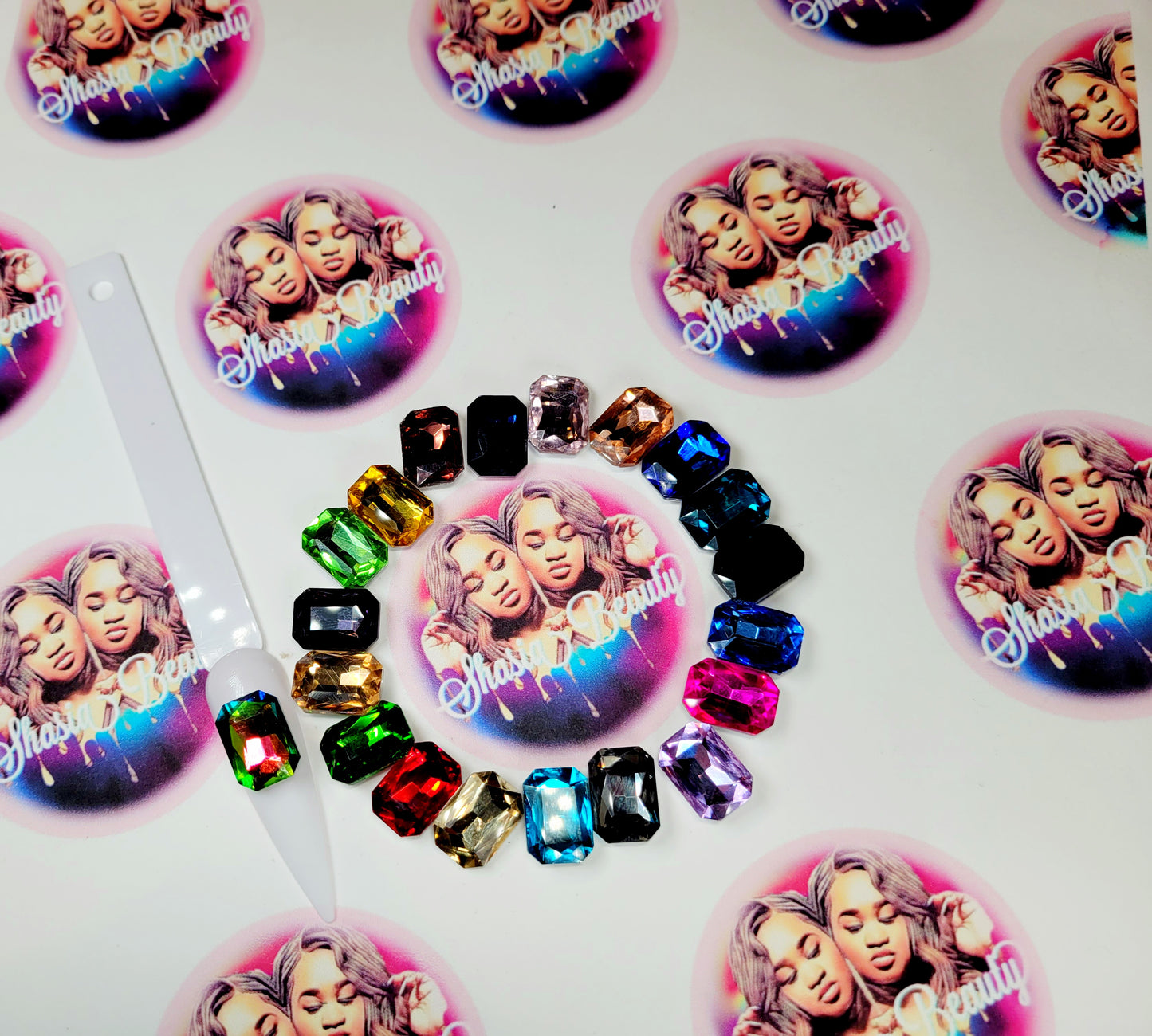 Mixed Large Square Glass Rhinestones |Big Nail  Bling