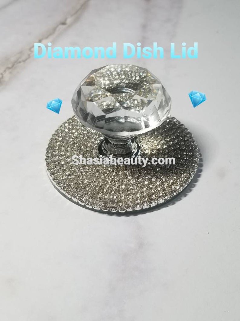 Pink Diamond Crystal Nail Dappen Dish Lid