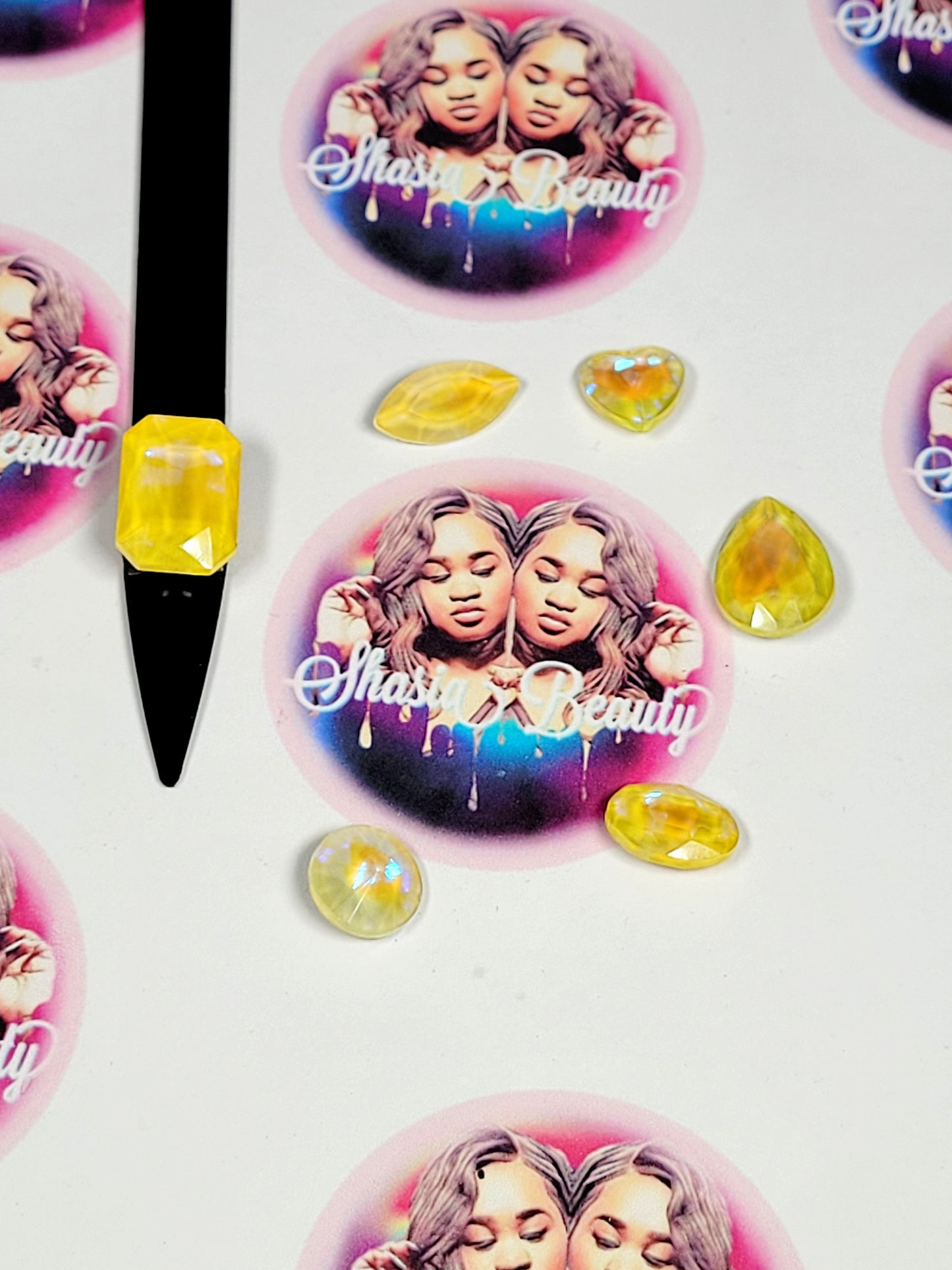 Yellow Opalescent XL Bling Glass Nail Rhinestone