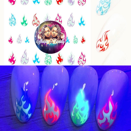 Neon Flame Nail Stickers|Glow Stickers