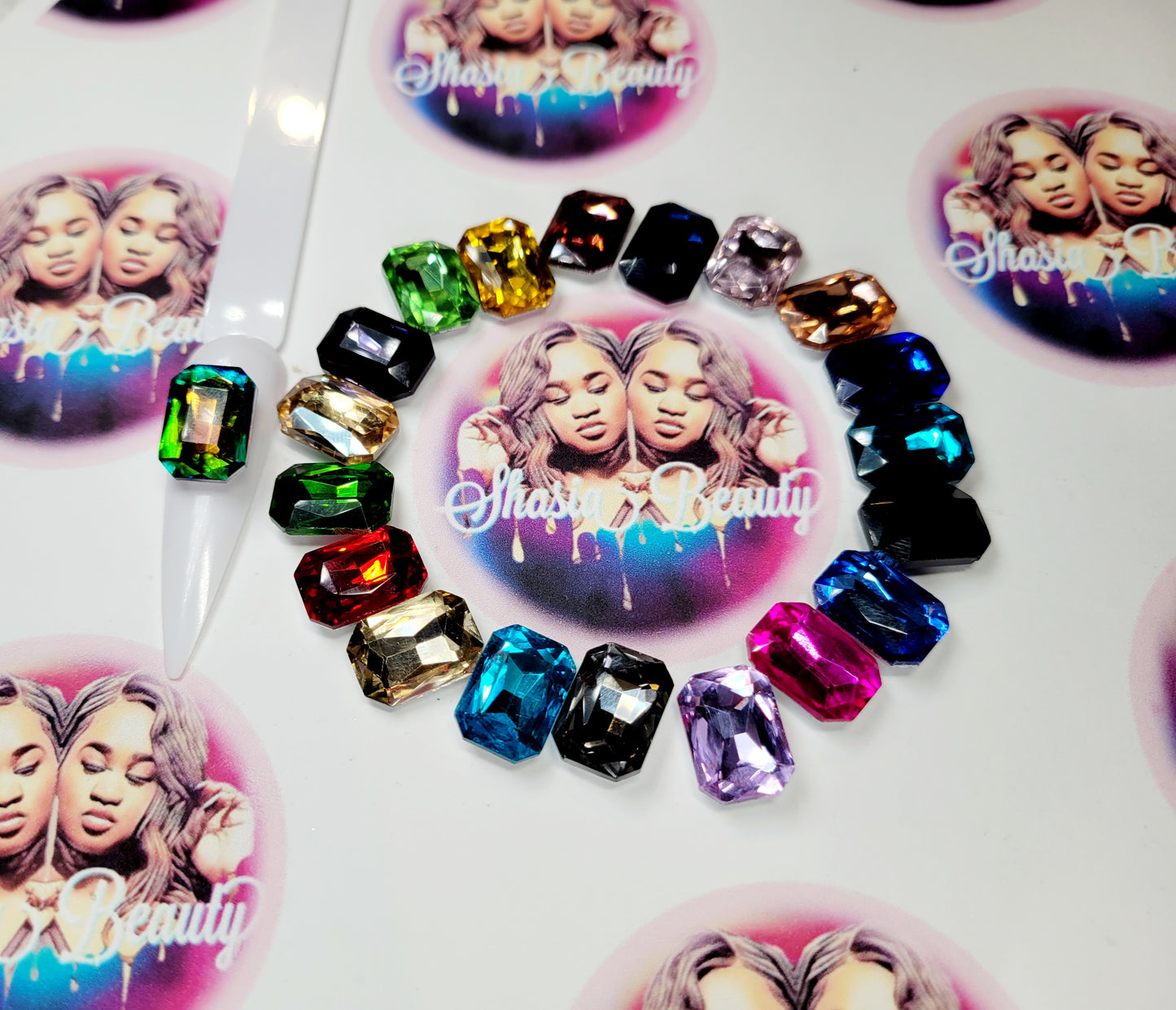 Mixed Large Square Glass Rhinestones |Big Nail  Bling