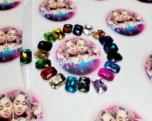 Mixed Large Square Glass Rhinestones |Big Nail  Bling