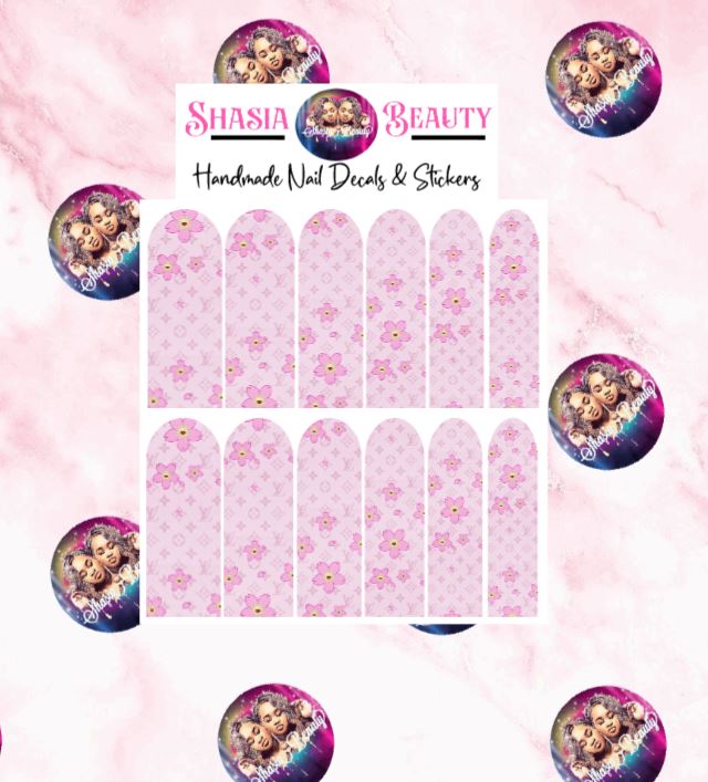 Pink Lou Flower  Luxe Nail Decal