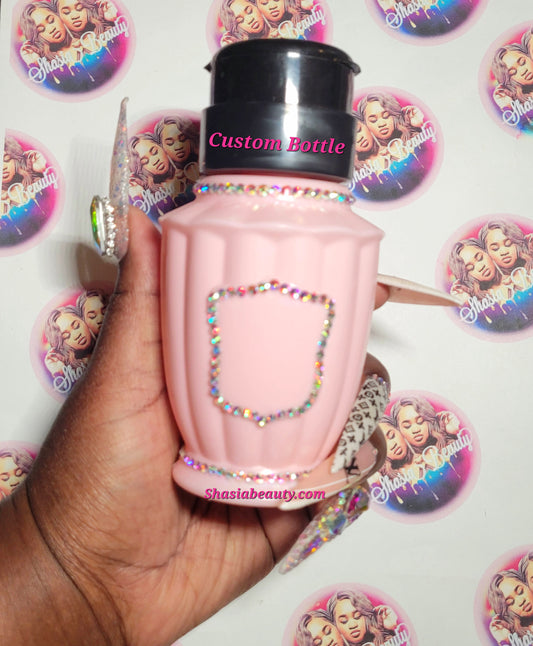 Custom Bling Pink Nail Polish Remover Bottle