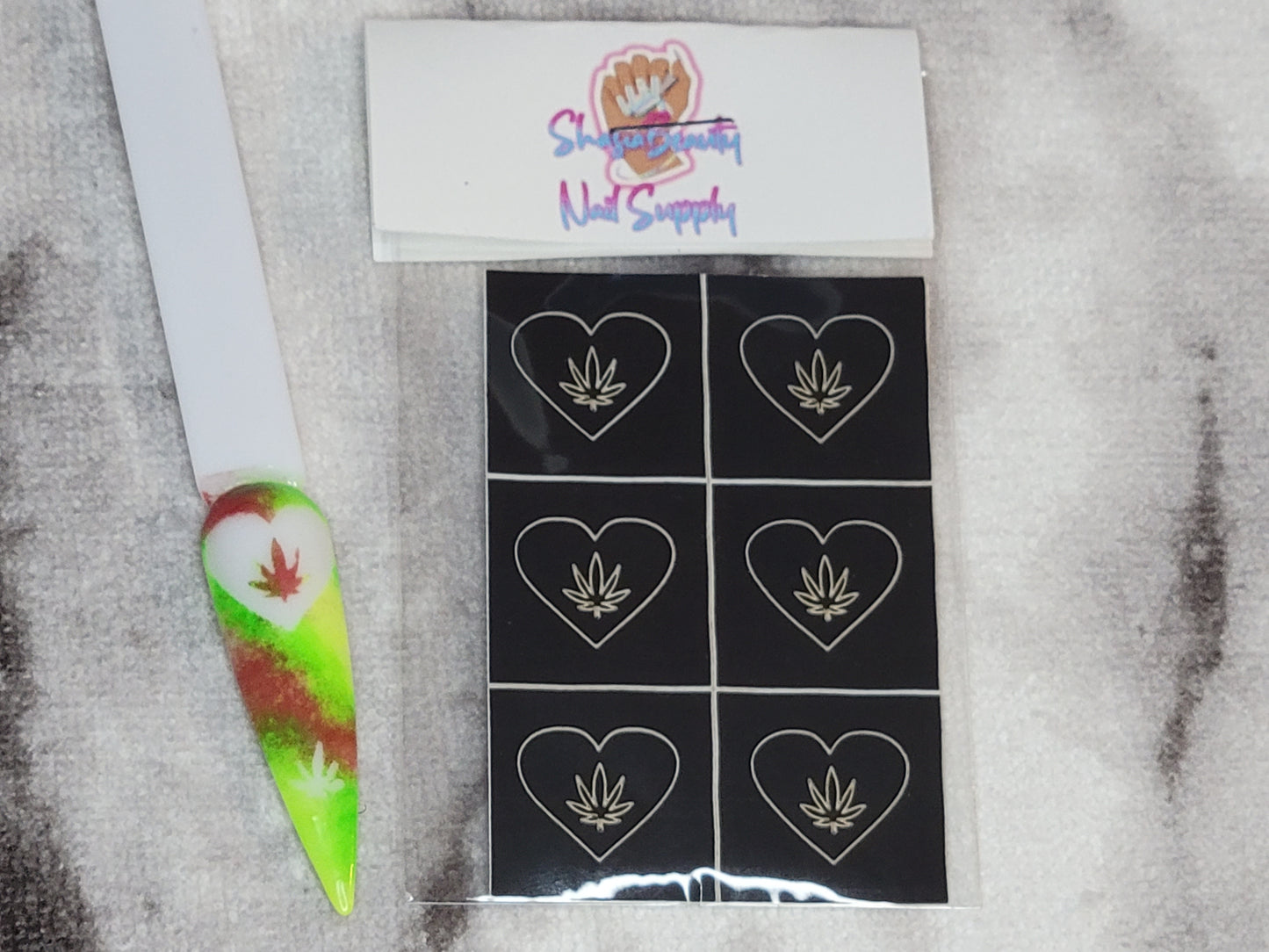 420 Leaf Nail Stencil