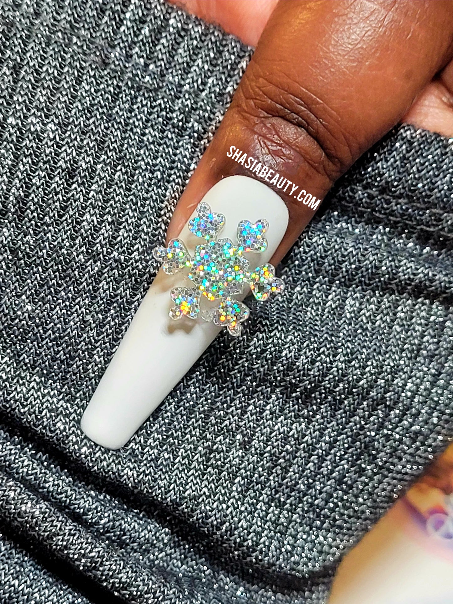 Chunky Holographic Snowflake Nail Charm 5pc