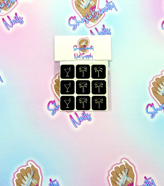 Palm Trees & Martinis Nail Stencil for Vacay Vibes