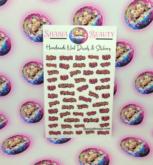 Brat Baddie Zodiac Nail Stickers